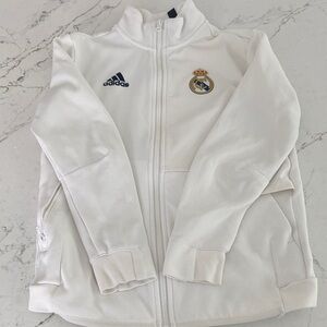 Adidas Kids White Jacket with Real Madrid Emblem